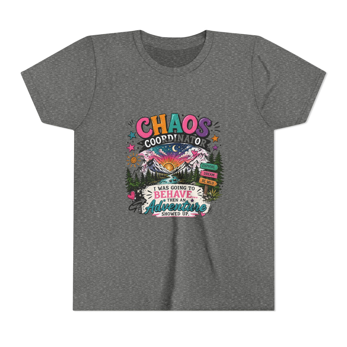 Chaos Coordinator Kids T-Shirt – I Was Going To Behave But Then Adventure Showed Up Graphic Tee