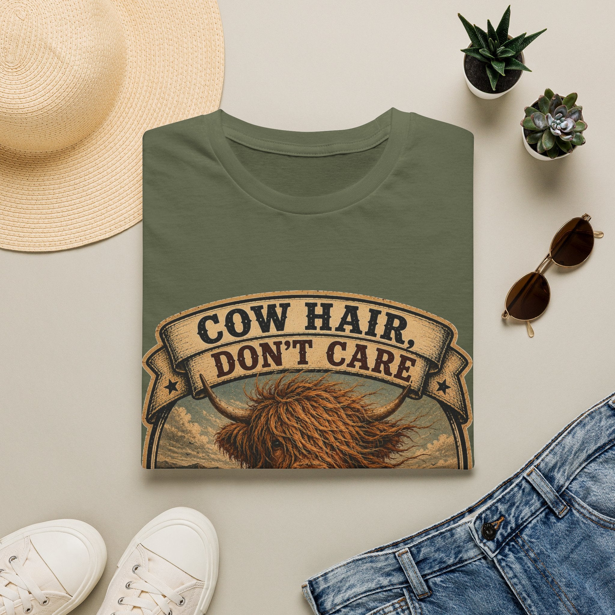Cow Hair Don't Care Highland Cow - Unisex Softstyle T-Shirt
