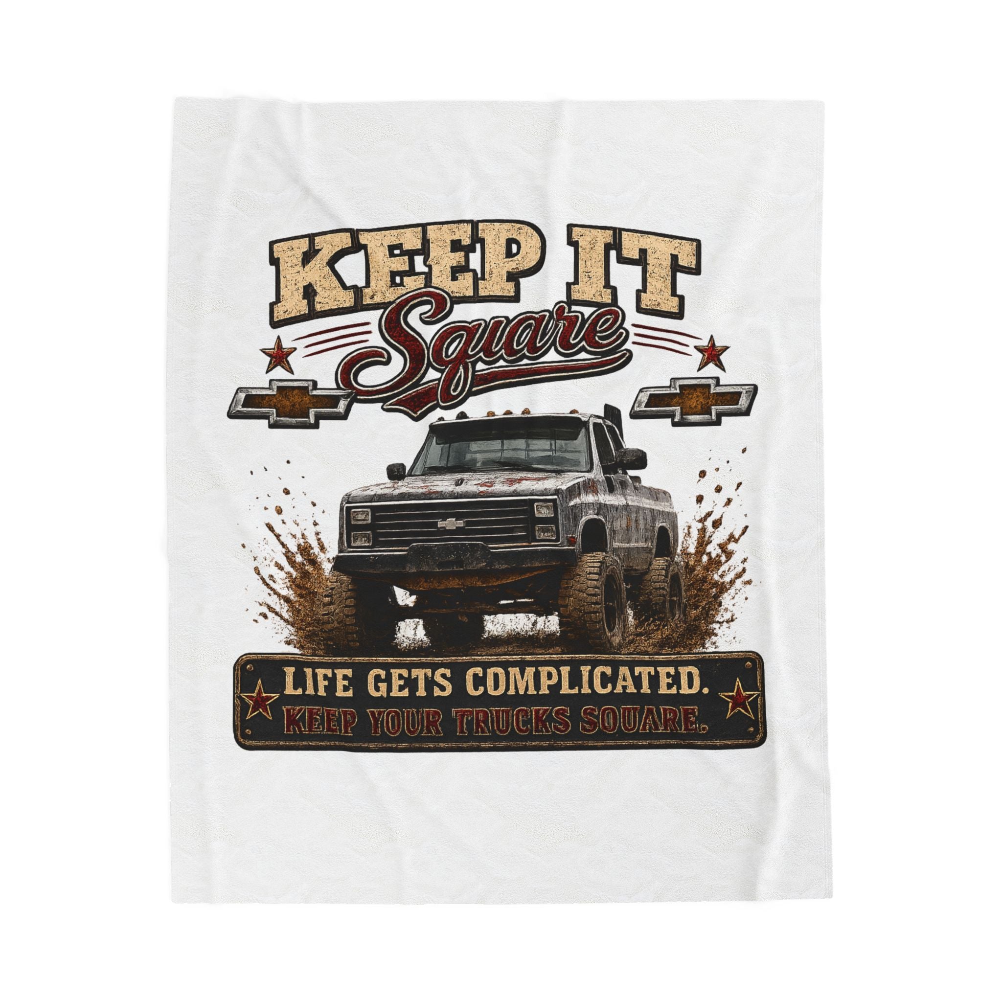 'Life Gets Complicated' Cozy Throw for Chevy Truck Fans — Keep It Square Truck Plush Blanket
