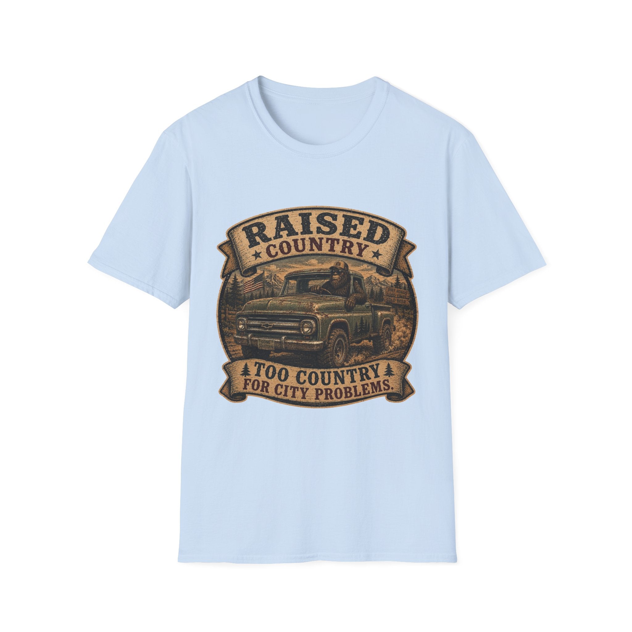 Raised Country T-Shirt — "Too Country for City Problems" Vintage Truck Tee