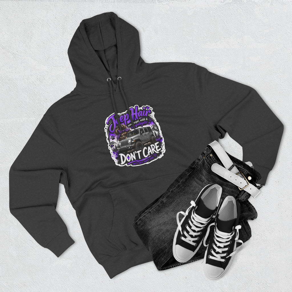 Jeep Hair Don't Care (Purple) Three-Panel Fleece Hoodie