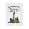 "Storms Don't Last But Strong Lights Do" Cozy Throw — Lighthouse Velveteen Plush Blanket