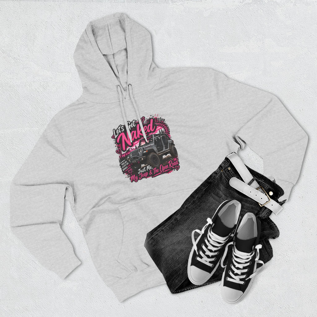 Jeep 'Let's Get Naked' Graphic Hoodie — (Pink) Off-Road Adventure Pullover