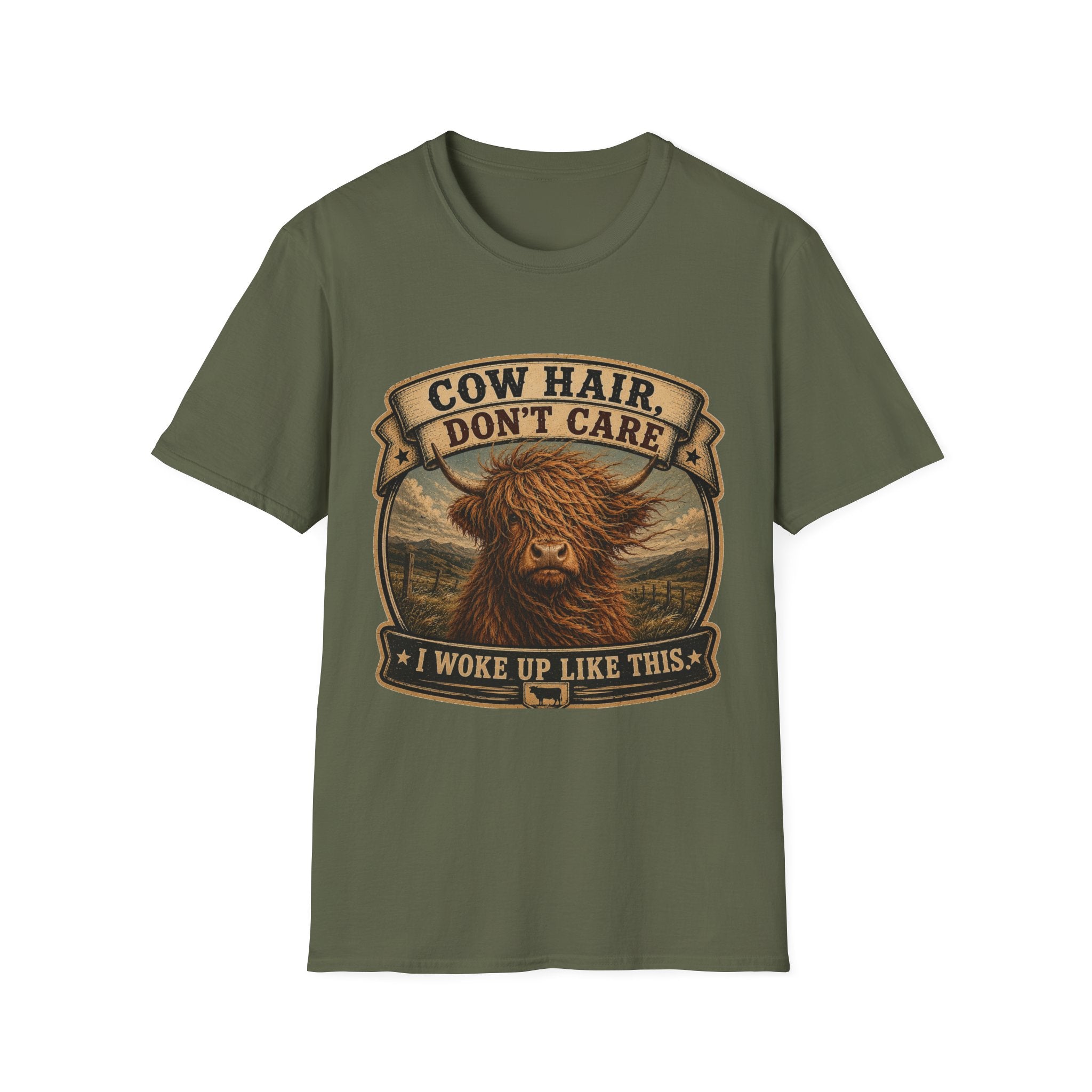 Cow Hair Don't Care Highland Cow - Unisex Softstyle T-Shirt