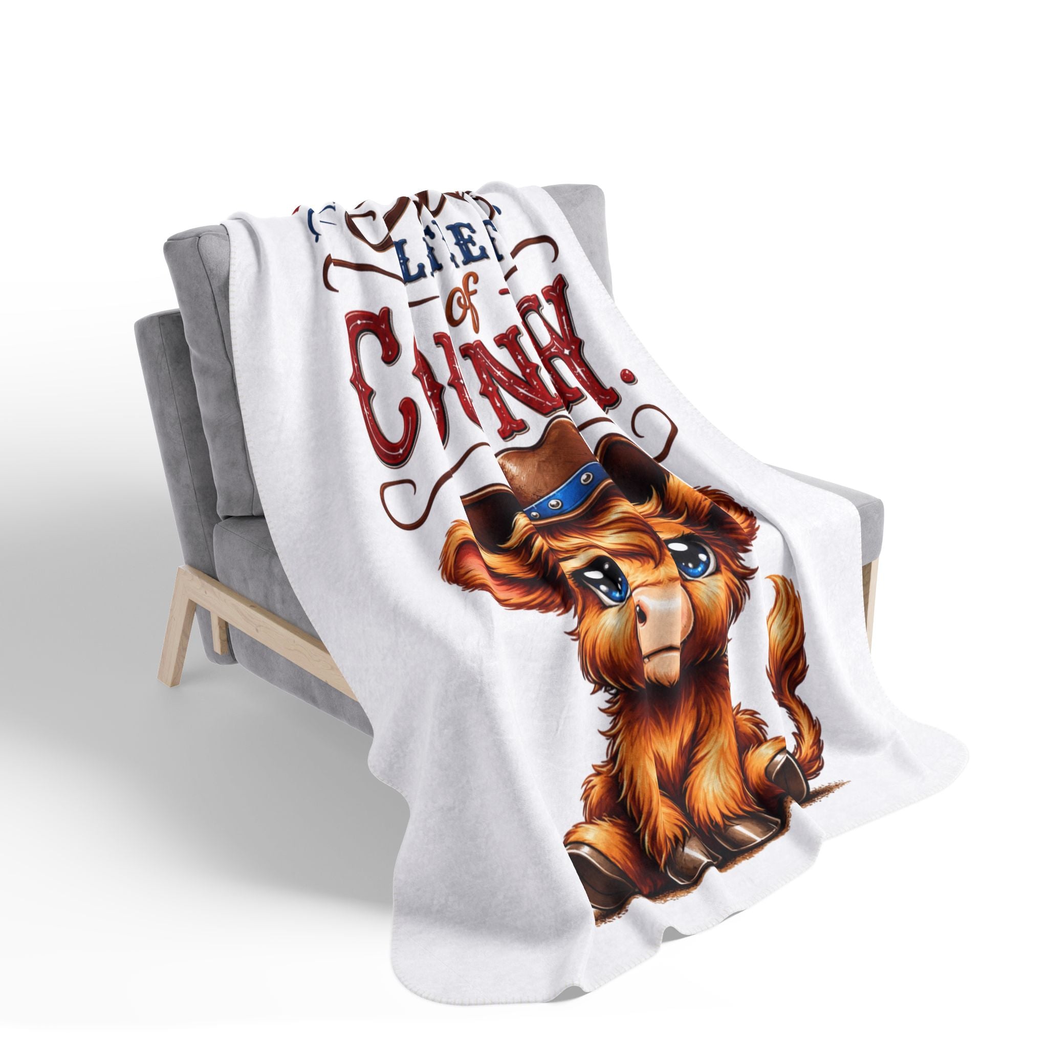 Just a Little Bit of Country Highland Cow Fleece Sherpa Blanket