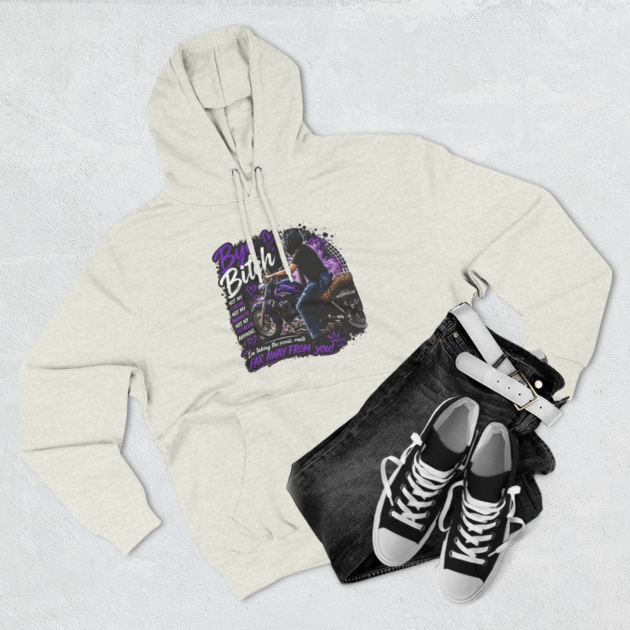 "Bitch" Retro Motorcycle Pullover — Biker Babe Graphic Hoodie