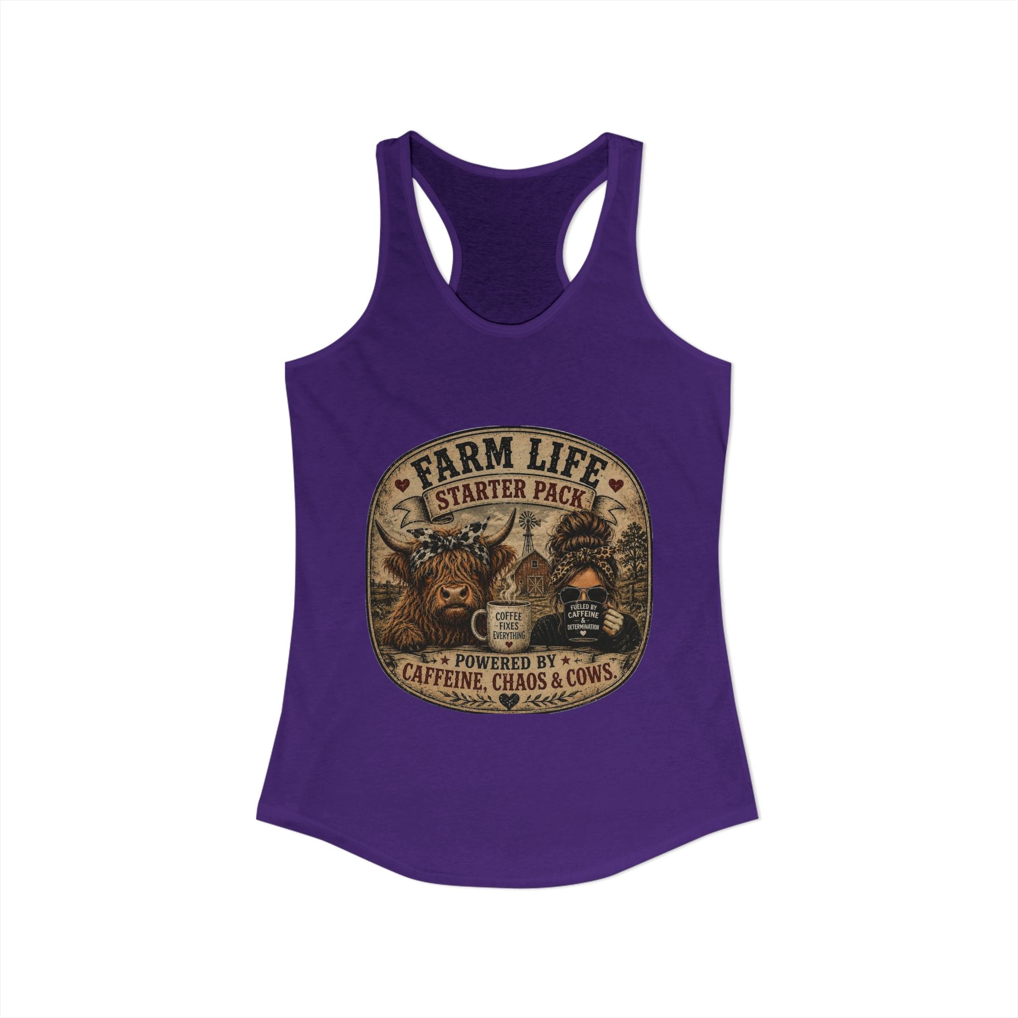 Farm Life Highland Cow Women's Ideal Racerback Tank