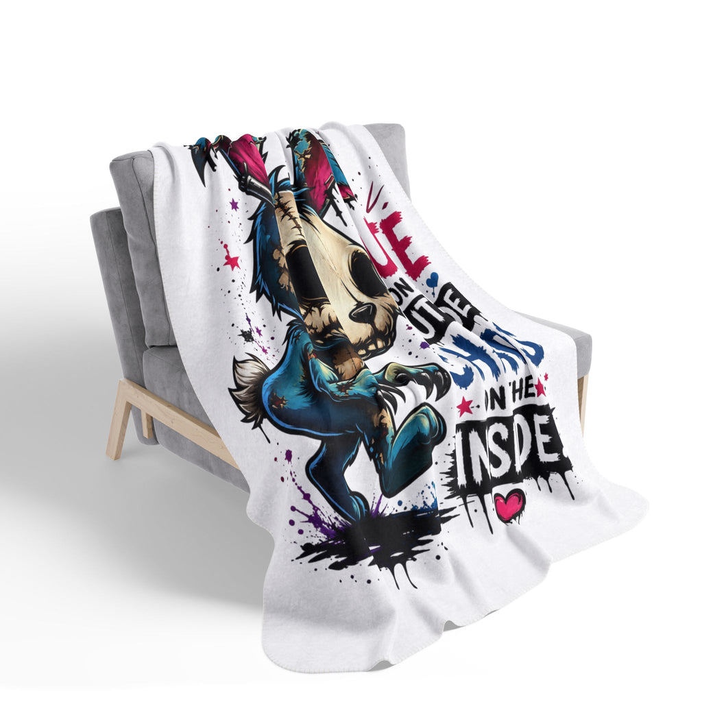 Cute on the Outside Chaos on the Inside Scary Bunny Fleece Sherpa Blanket
