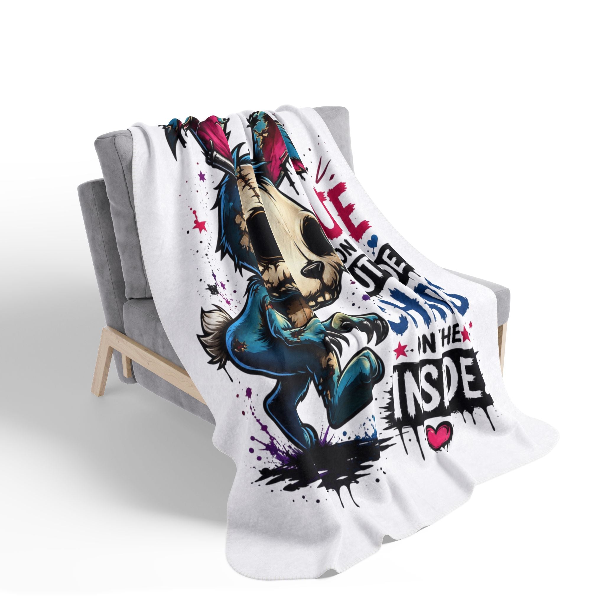 Cute on the Outside Chaos on the Inside Scary Bunny Fleece Sherpa Blanket