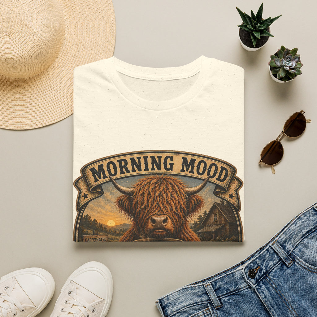 Morning Mood Moo First Questions Later Highland Cow Unisex Softstyle T-Shirt