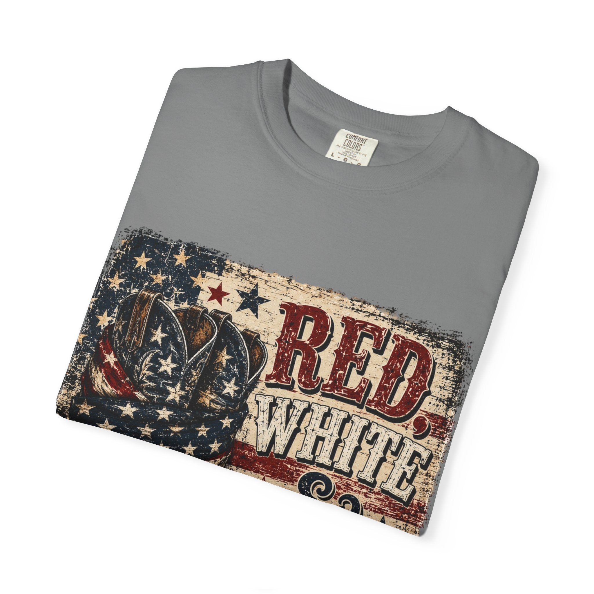 Patriotic "Red White & Boots" T-Shirt — American Flag Cowboy Boot Tee