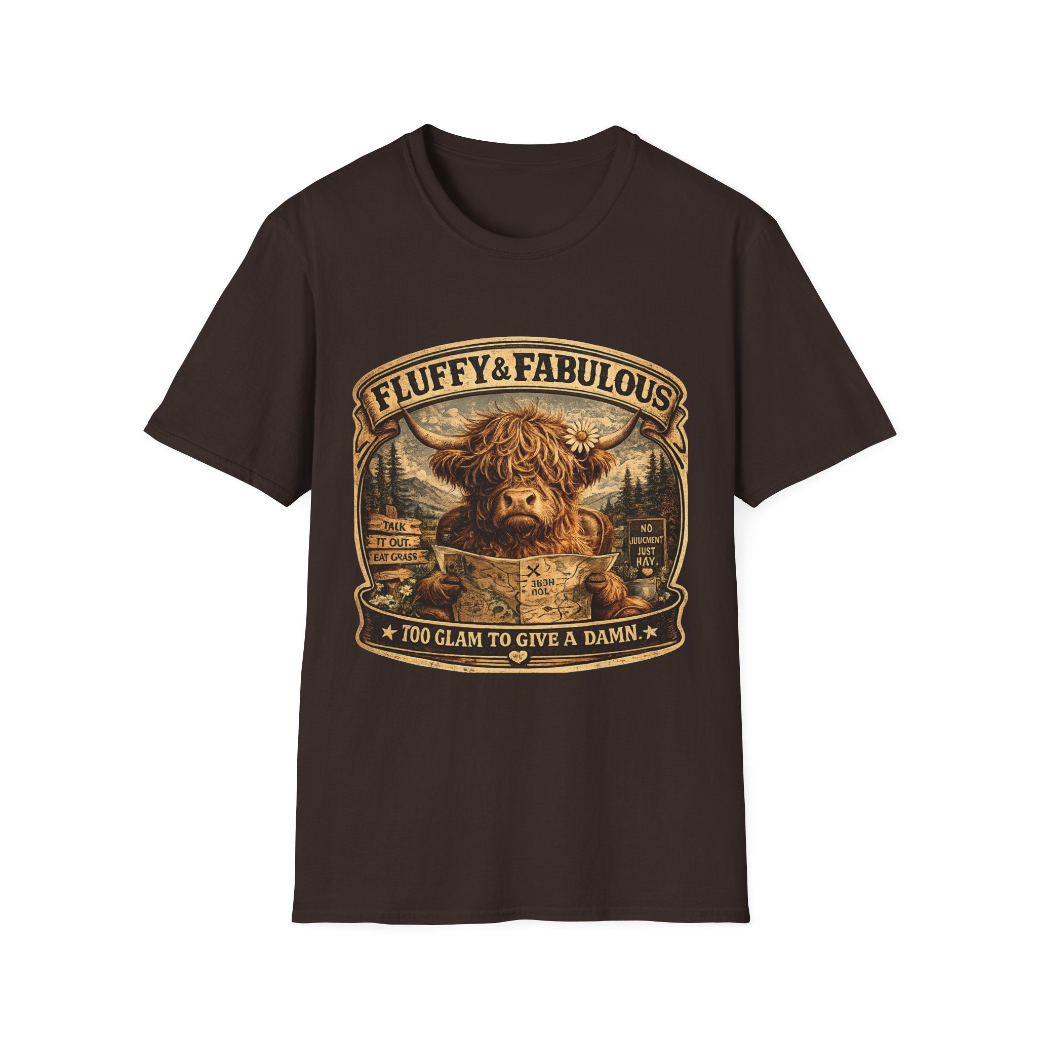 Fluffy & Fabulous Highland Cow Unisex Softstyle T-Shirt