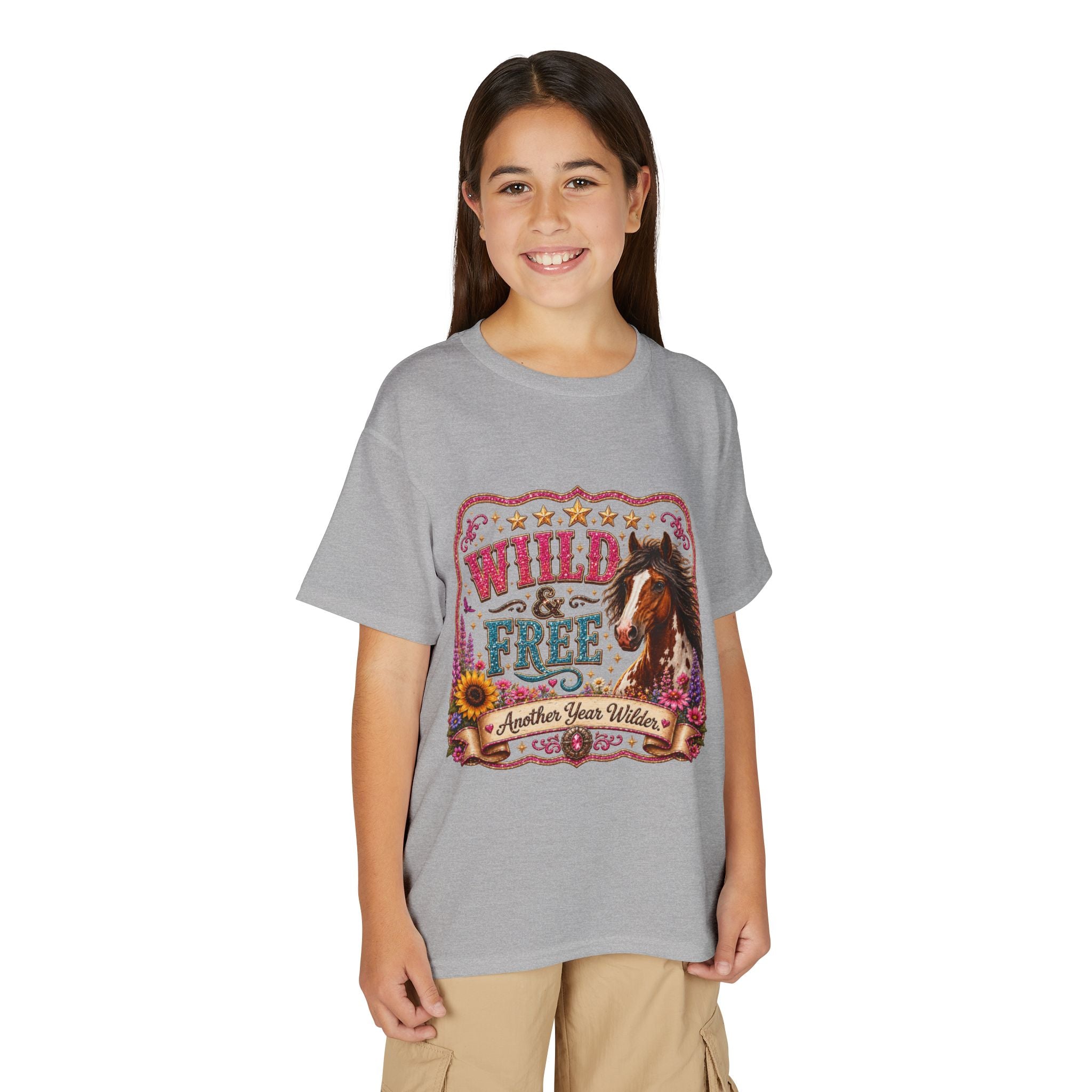"Another Year Wilder" Horse Graphic — Wild & Free Youth T‑Shirt