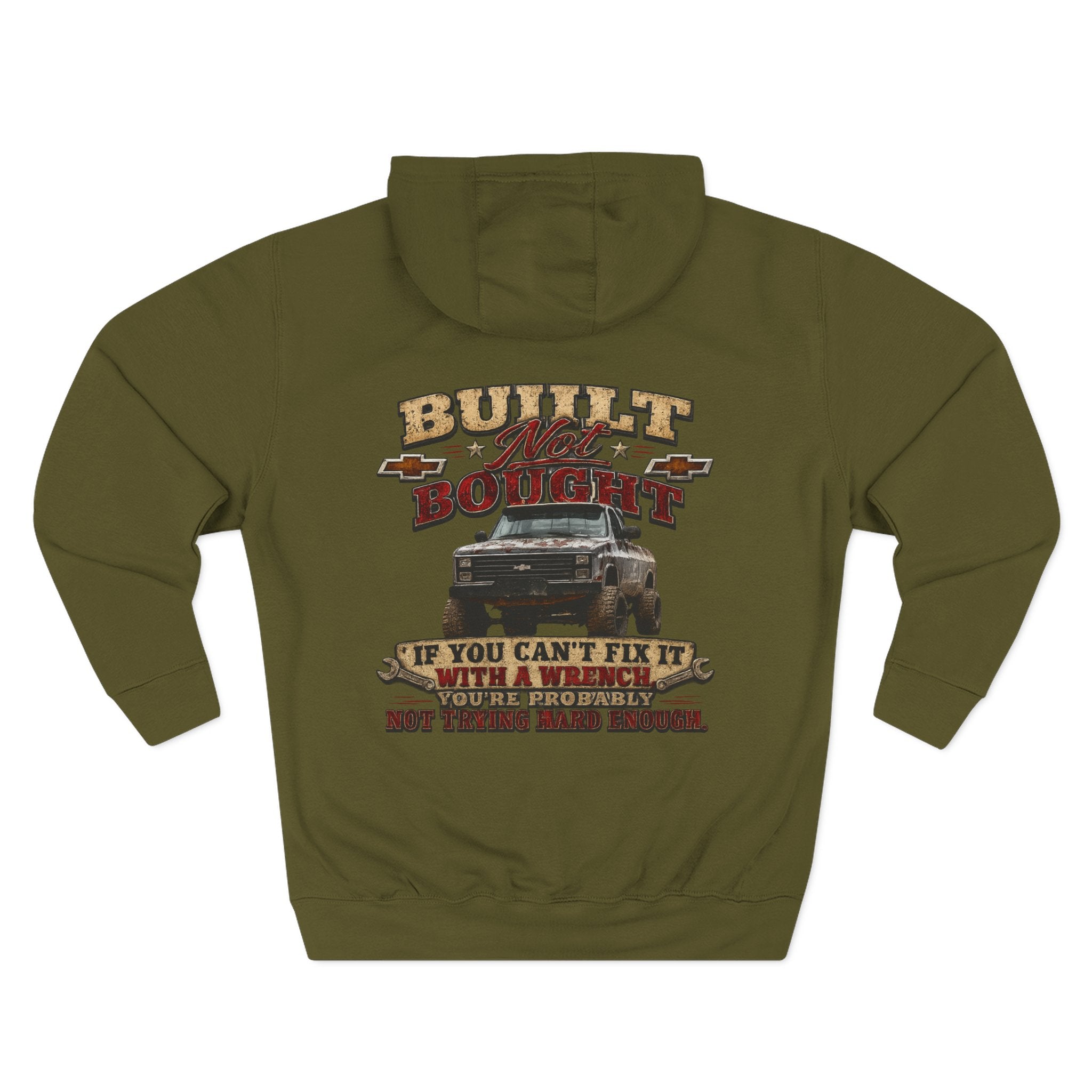 Built Not Bought Hoodie — Vintage Truck Mechanics Sweatshirt
