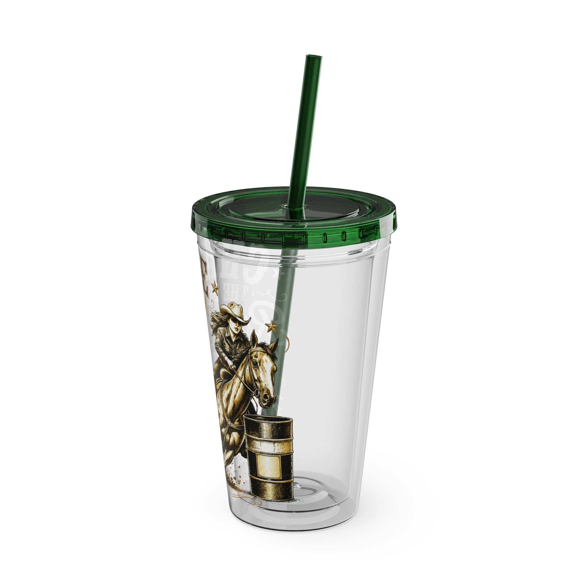 Inspirational Horse Tumbler with Straw — "Chase the Dream, Ride with Courage" 16oz