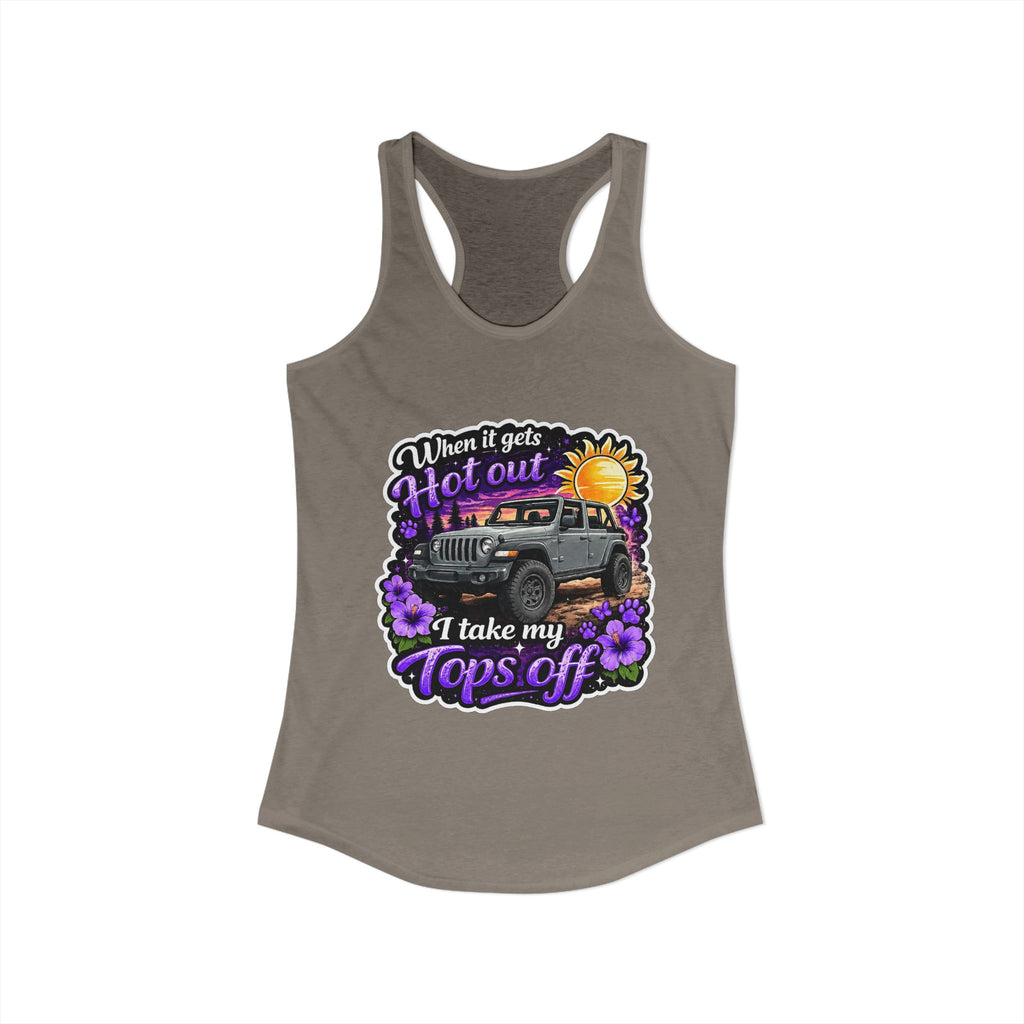 When It Gets Hot I Take My Tops Off (Purple) Women's Ideal Racerback Tank