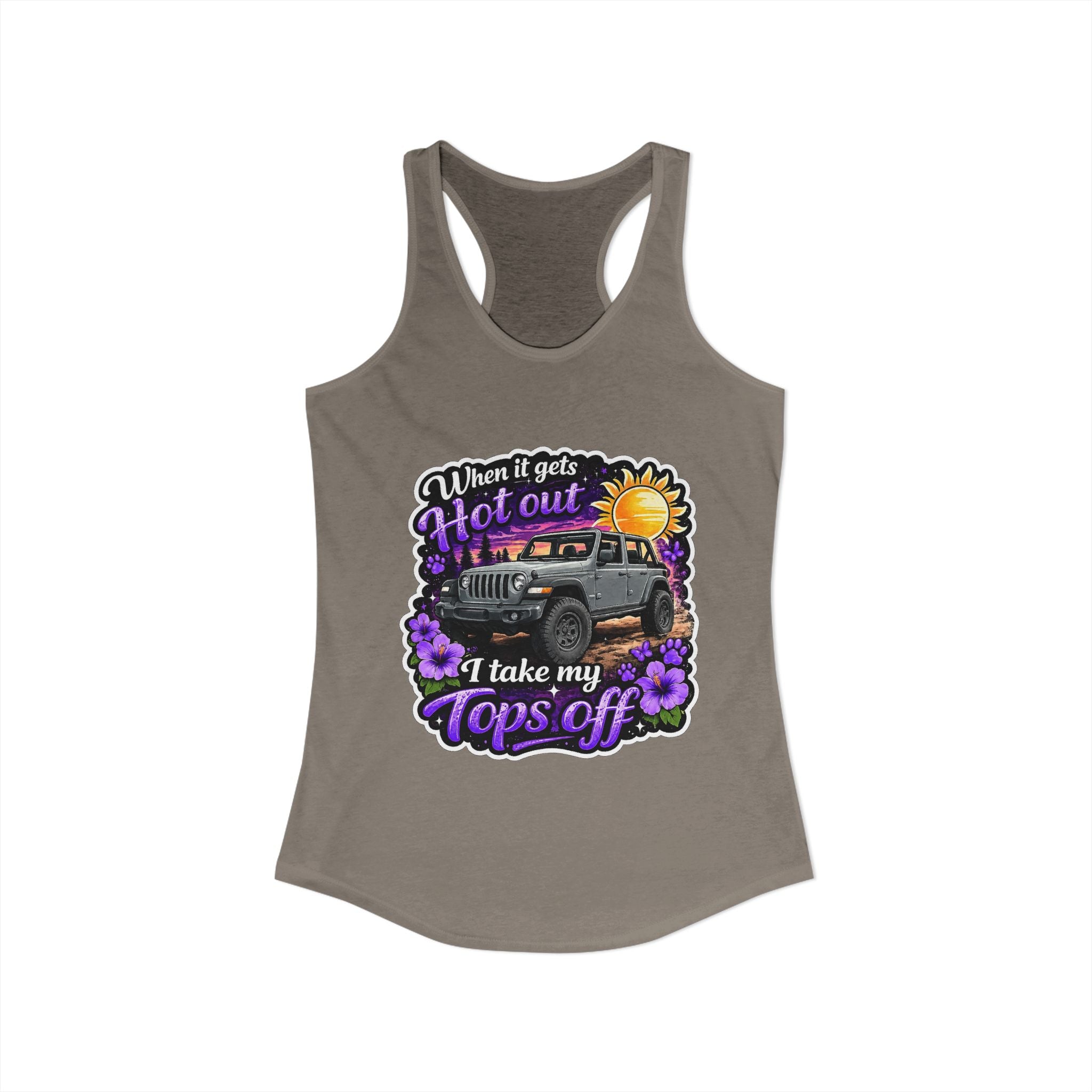 When It Gets Hot I Take My Tops Off (Purple) Women's Ideal Racerback Tank
