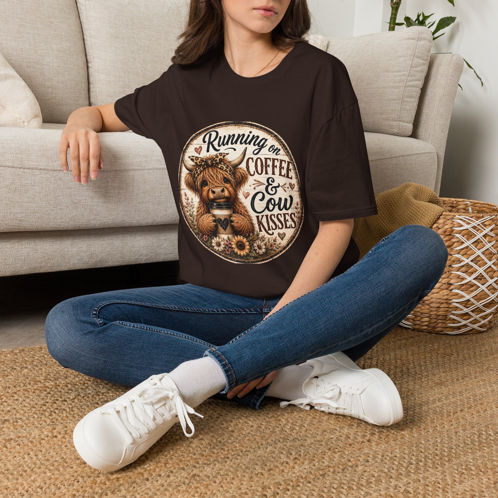 Running on Coffee & Cow Kisses - Unisex Softstyle T-Shirt