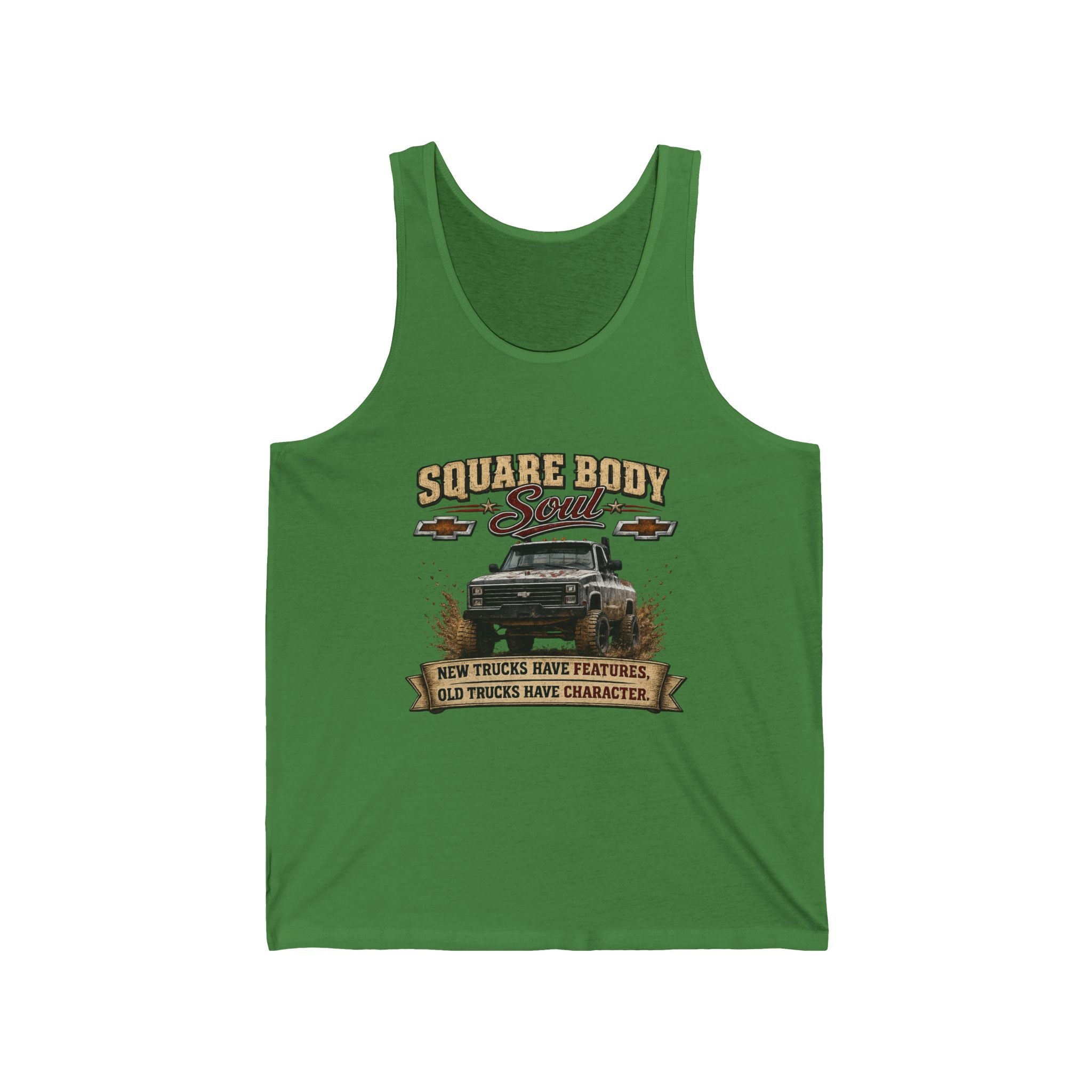 "Square Body" Classic Truck Tank ("New Trucks Have Features, Old Trucks Have Character") - Tank Top