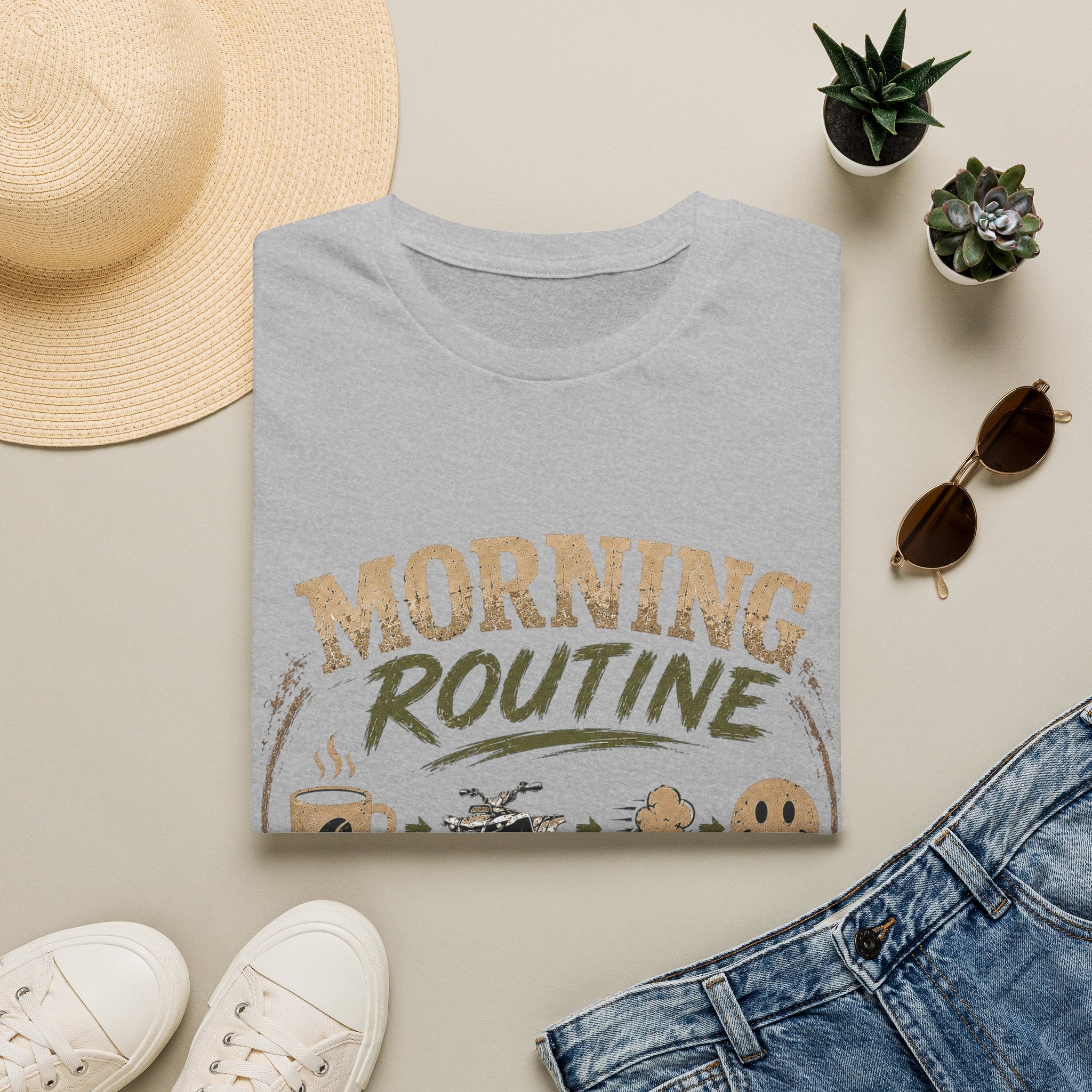 Morning Routine T-Shirt — “Coffee. ATV. Repeat.” Outdoor Adventure Graphic Tee