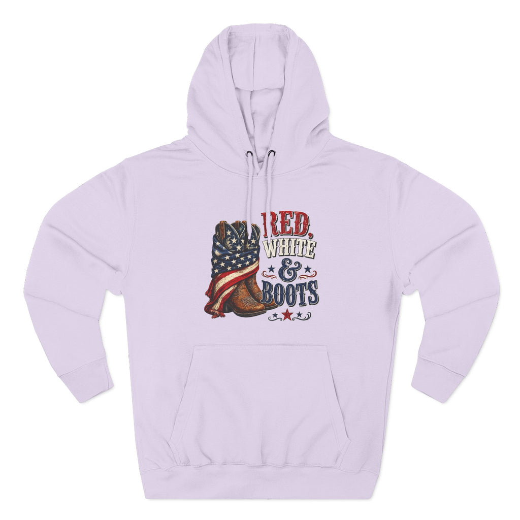 Patriotic 'Red White & Boots' Hoodie — American Flag Cowboy Boots Pullover