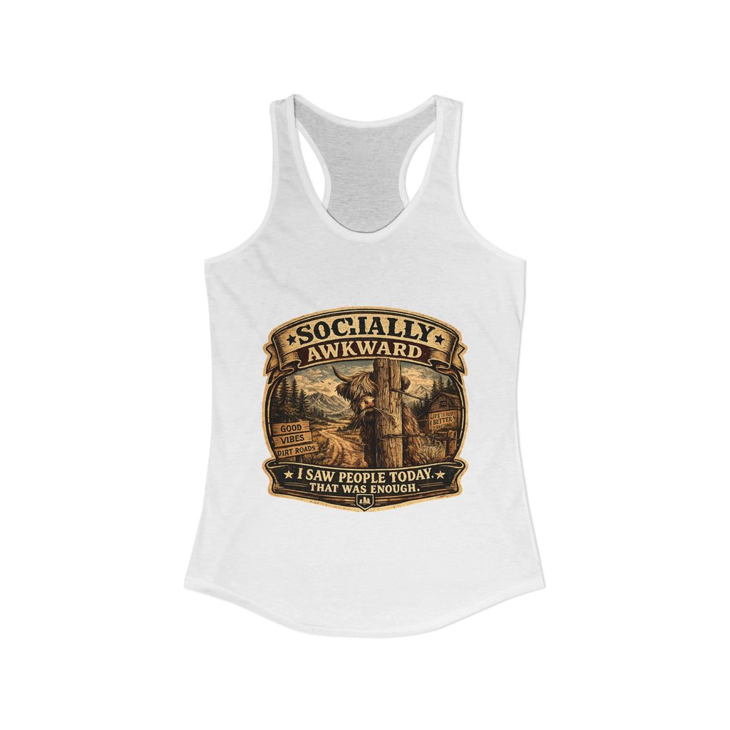 Socially Awkward Highland Cow Women's Ideal Racerback Tank