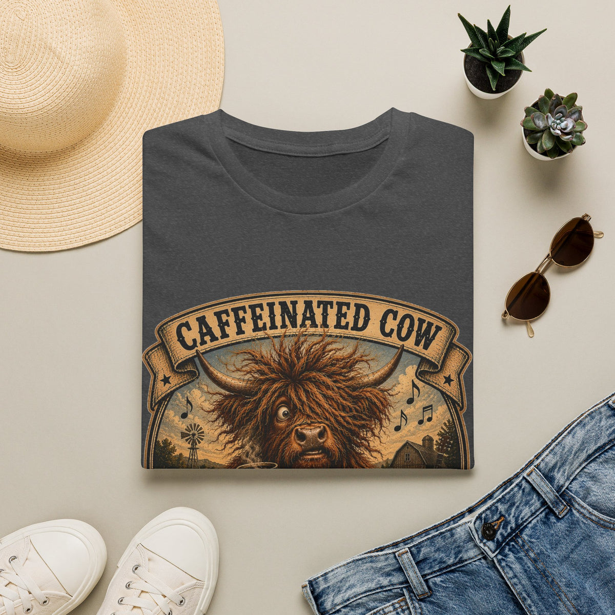 Caffeinated Cow Unisex Softstyle T-Shirt