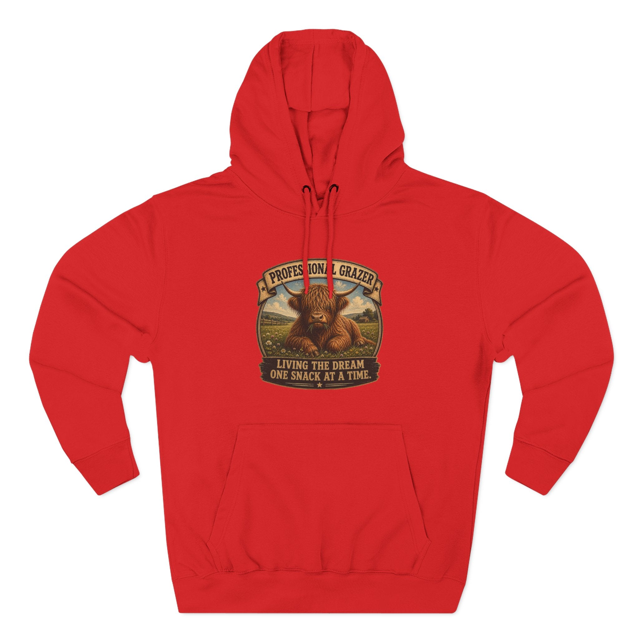 Professional Grazer Highland Cow Three-Panel Fleece Hoodie