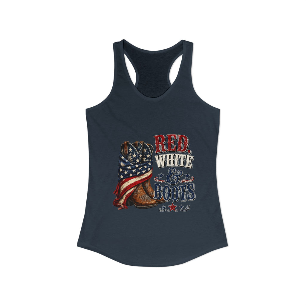 Red, White, & Boots Women's Ideal Racerback Tank