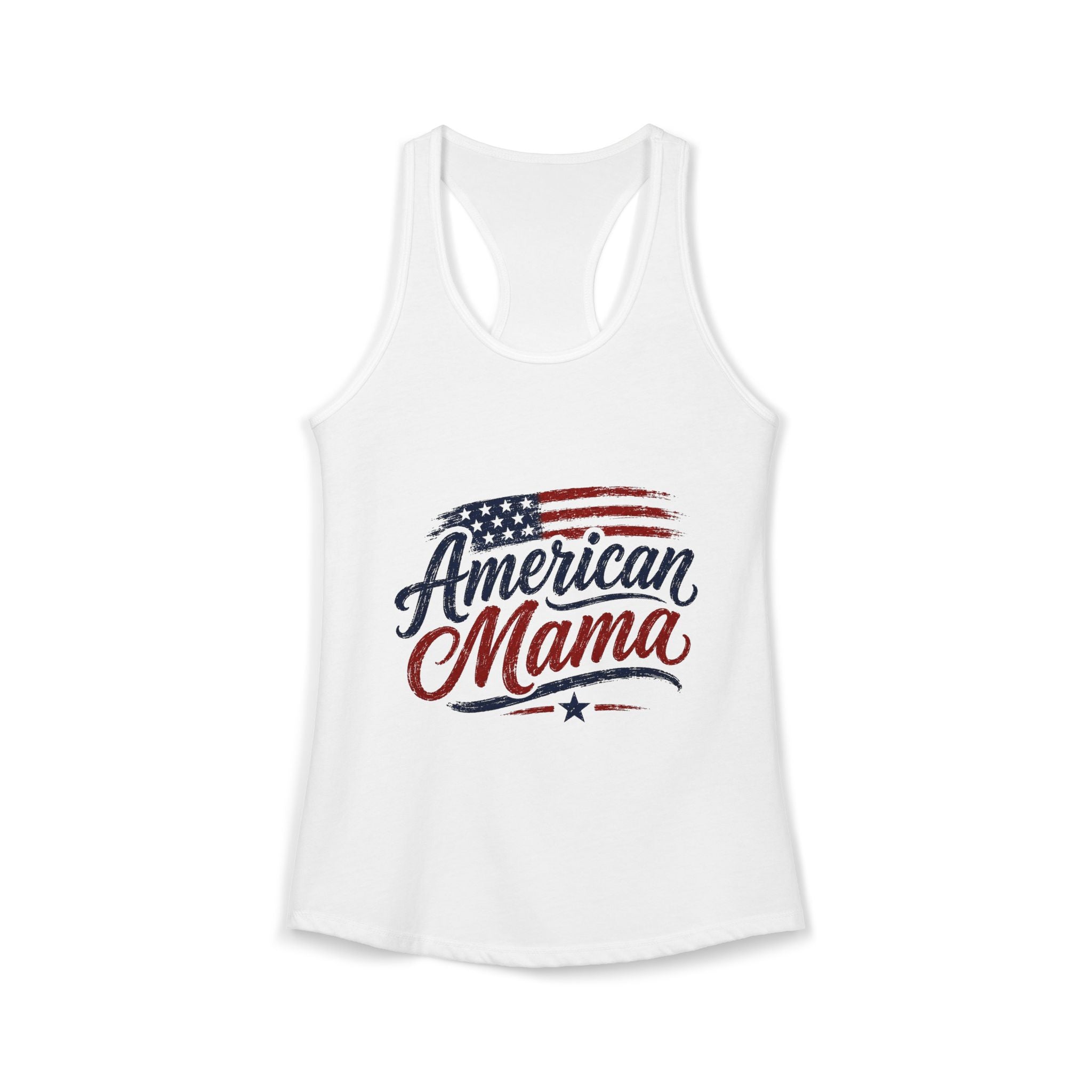 American Mama Women's Ideal Racerback Tank — Patriotic Flag Mom Racerback Tankfor Mother’s Day & 4th of July