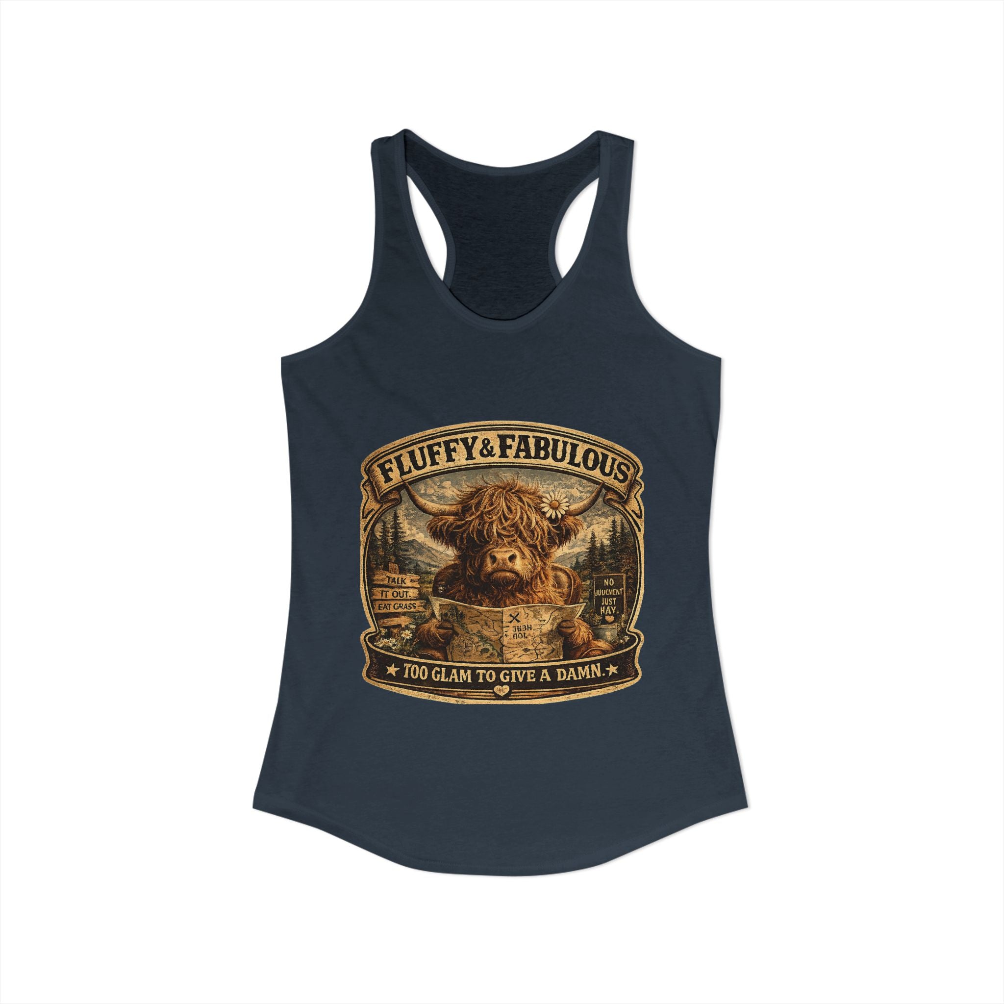 Fluffy & Fabulous Highland Cow Women's Ideal Racerback Tank