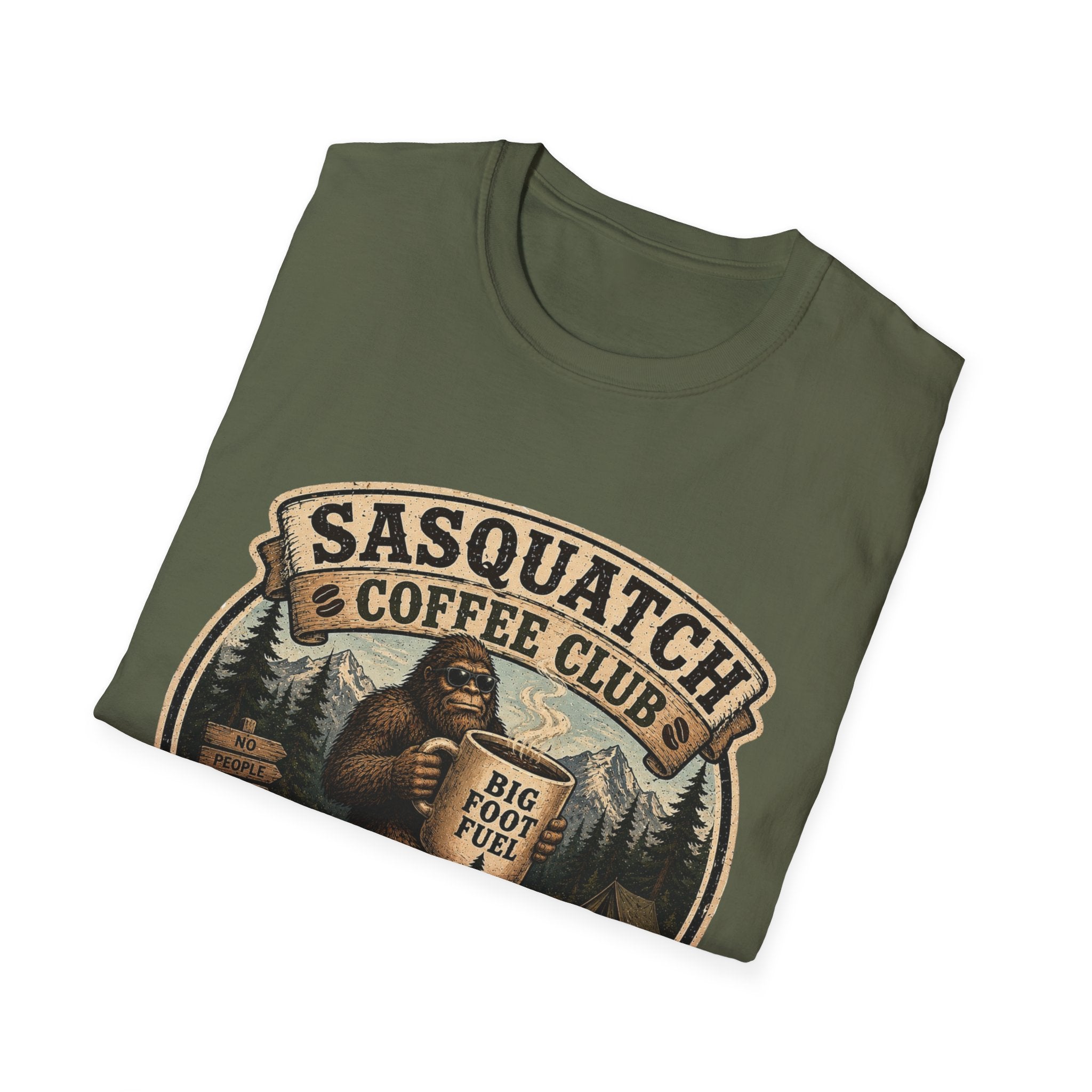 Sasquatch Coffee Club T-Shirt — "Running on Caffeine and Bad Decisions"