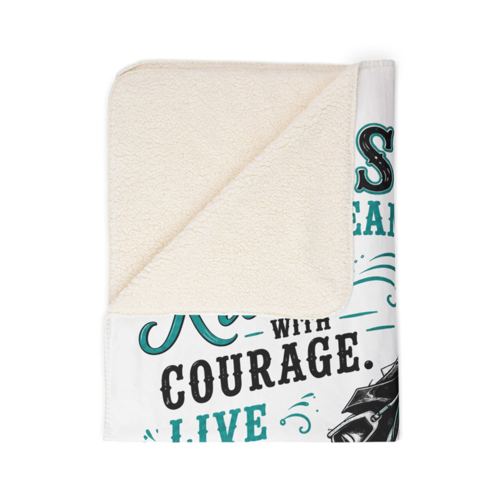 Chase Your Dream Horse Teal Fleece Sherpa Blanket