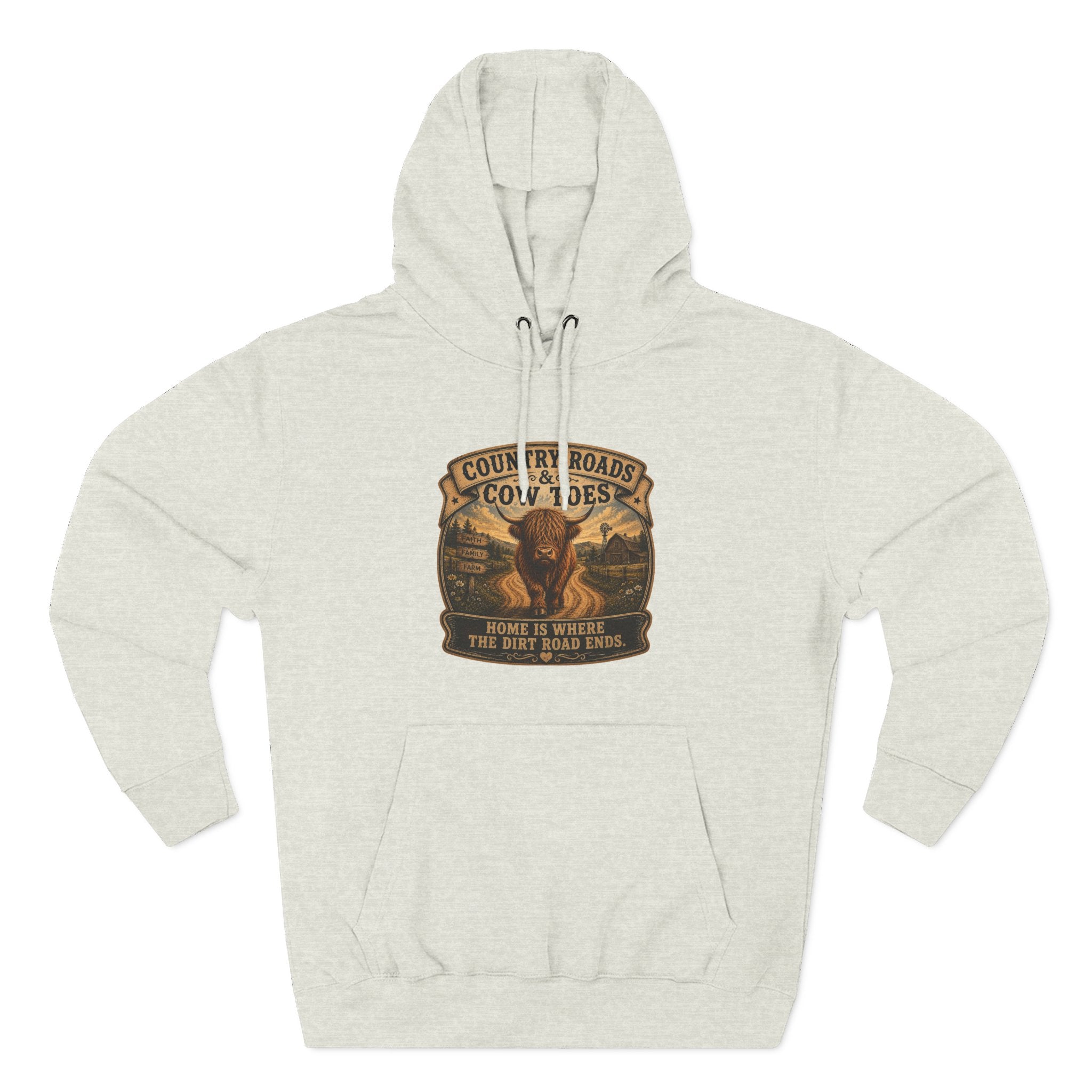 Country Roads Cow Toes three-Panel Fleece Hoodie
