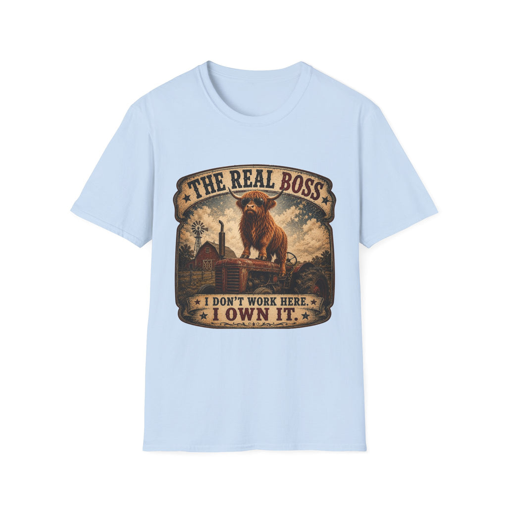 The Real Boss Highland Cow Unisex Softstyle T-Shirt