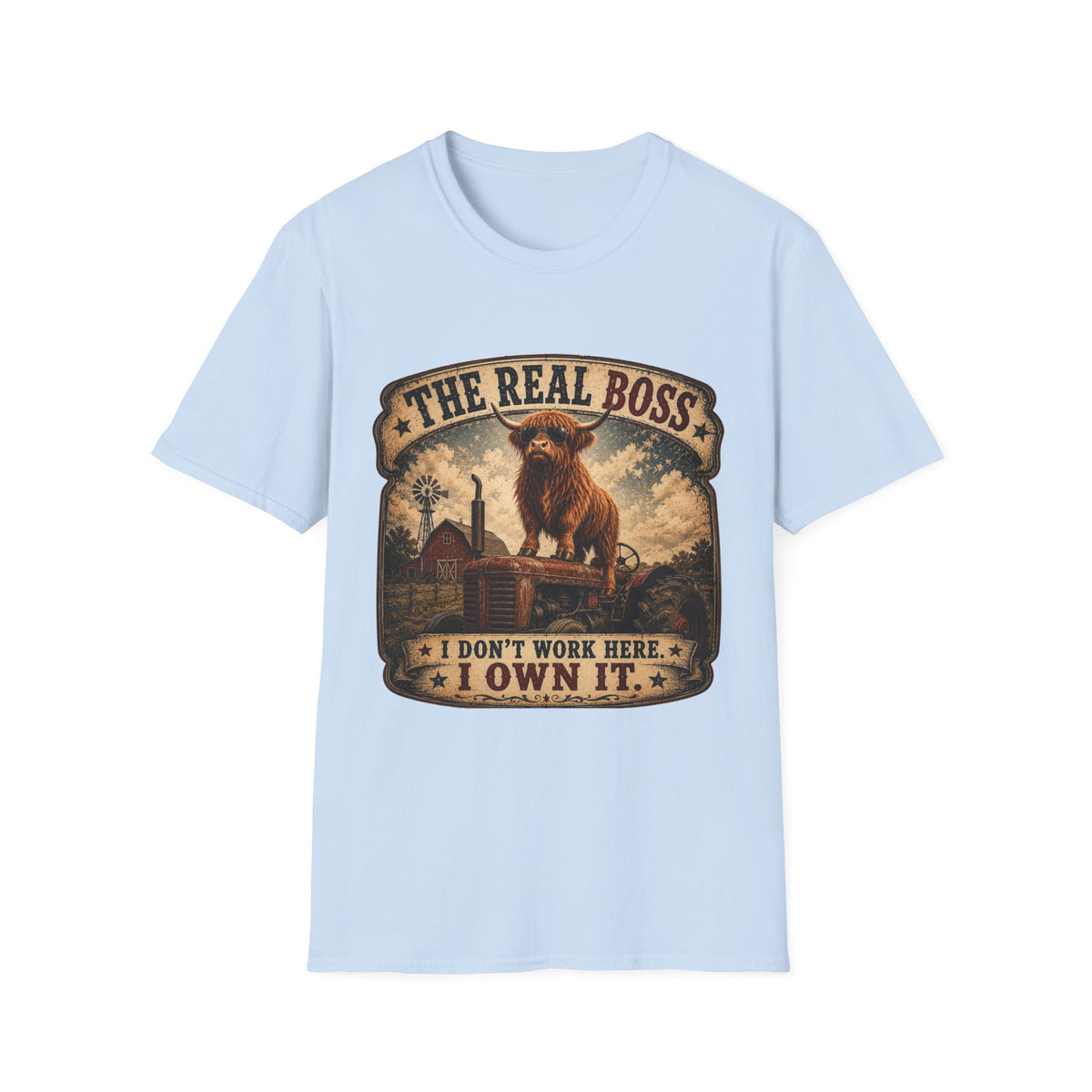 The Real Boss Highland Cow Unisex Softstyle T-Shirt