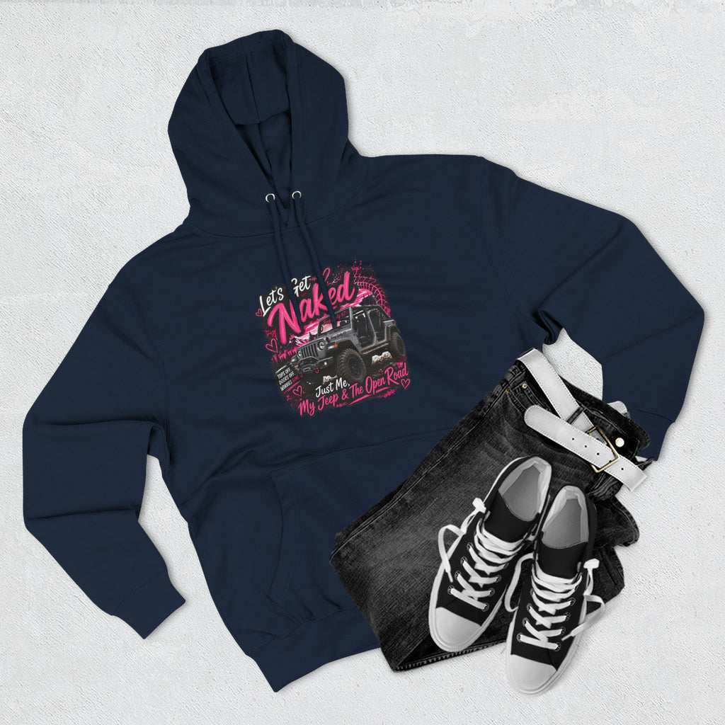 Jeep 'Let's Get Naked' Graphic Hoodie — (Pink) Off-Road Adventure Pullover