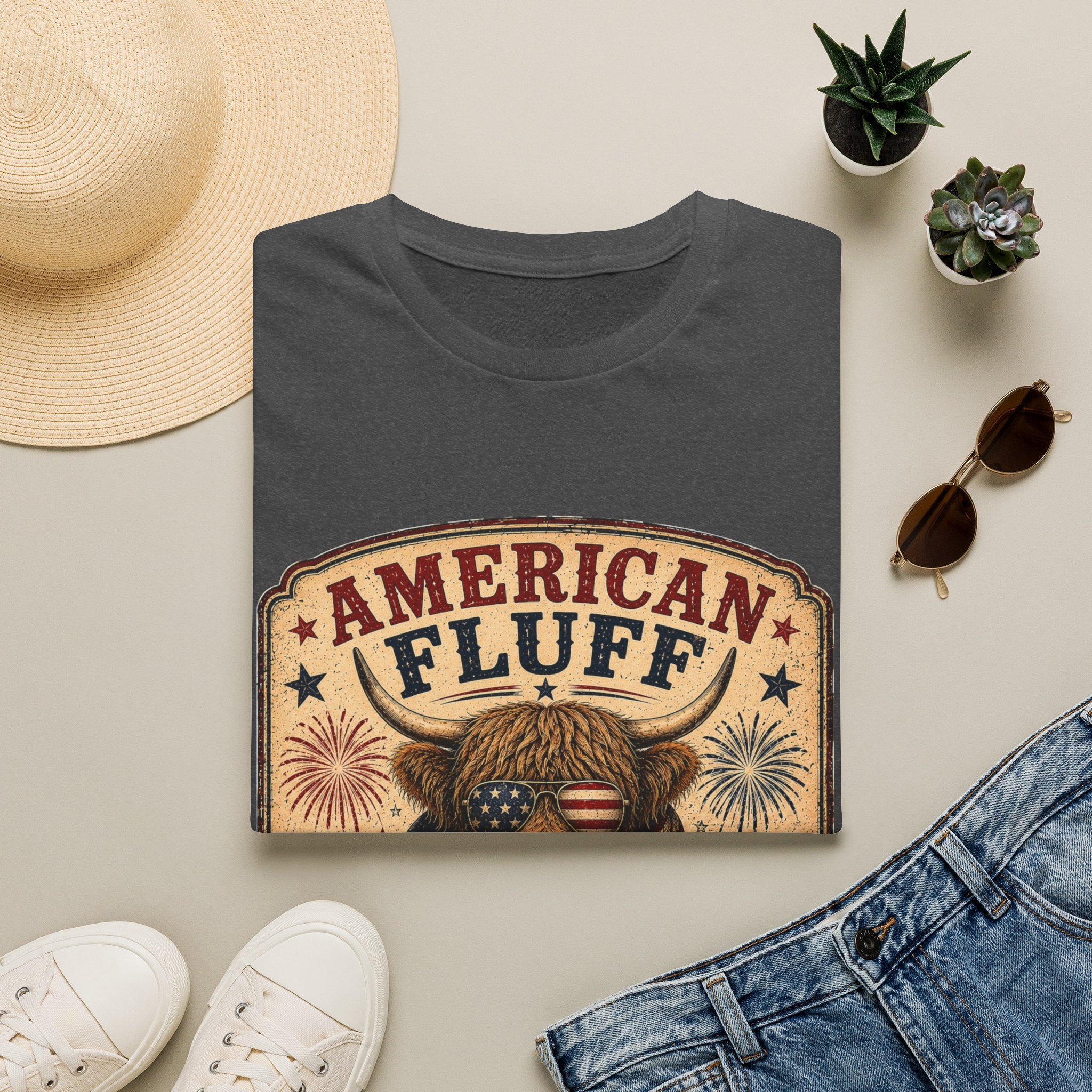 American Fluff Highland Cow Unisex Softstyle T-Shirt