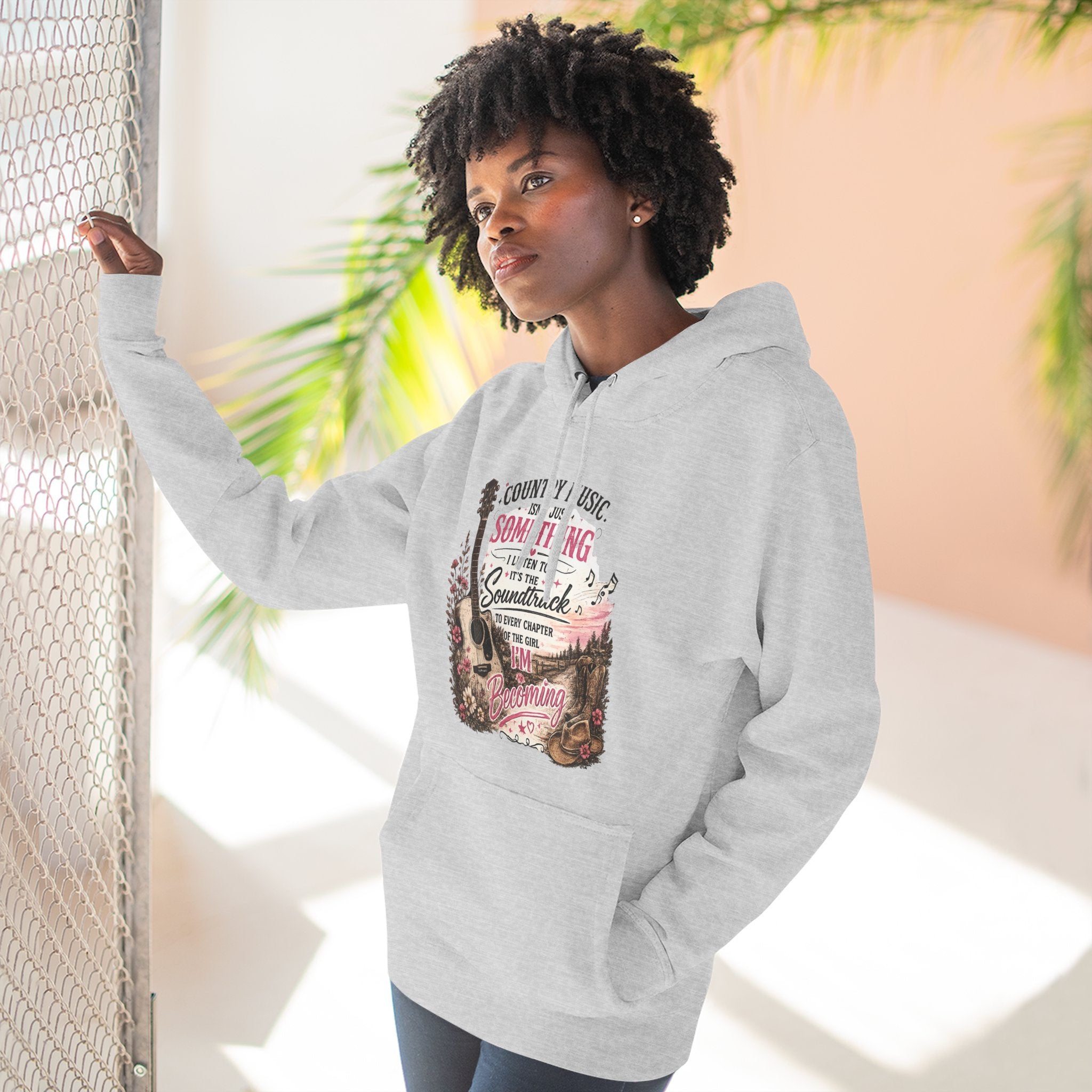 Country Music Soundtrack Hoodie — Vintage Guitar Scenic Graphic
