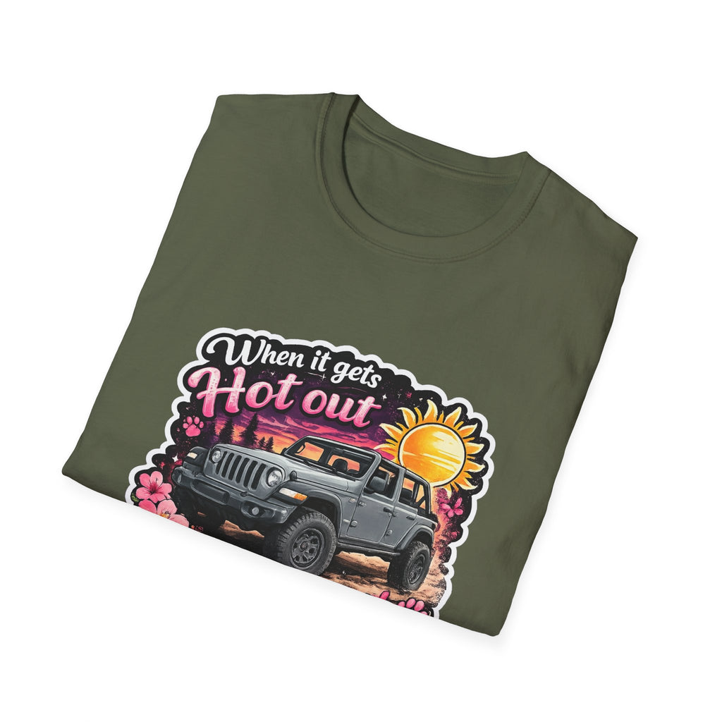 When It Gets Hot Out Jeep (Pink) Unisex Softstyle T-Shirt