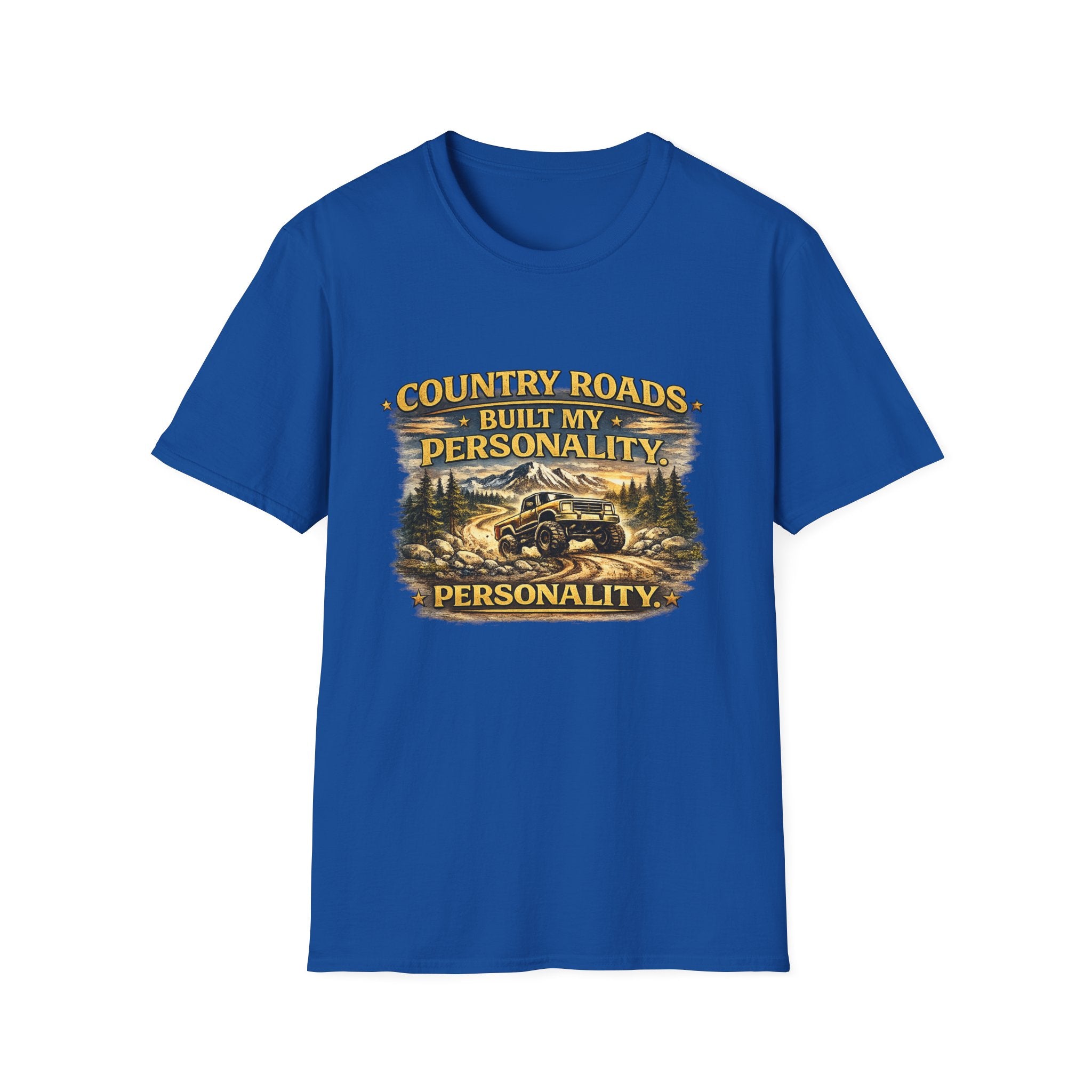 "Country Roads Built My Personality" Vintage Mountain Truck Tee — T-Shirt