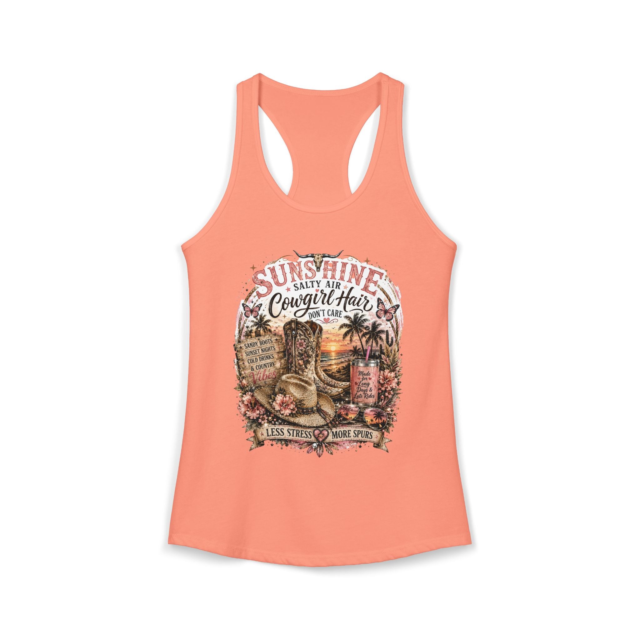 Sunshine Salty Air Cowgirl Hair Don't Care - Women's Ideal Racerback Tank