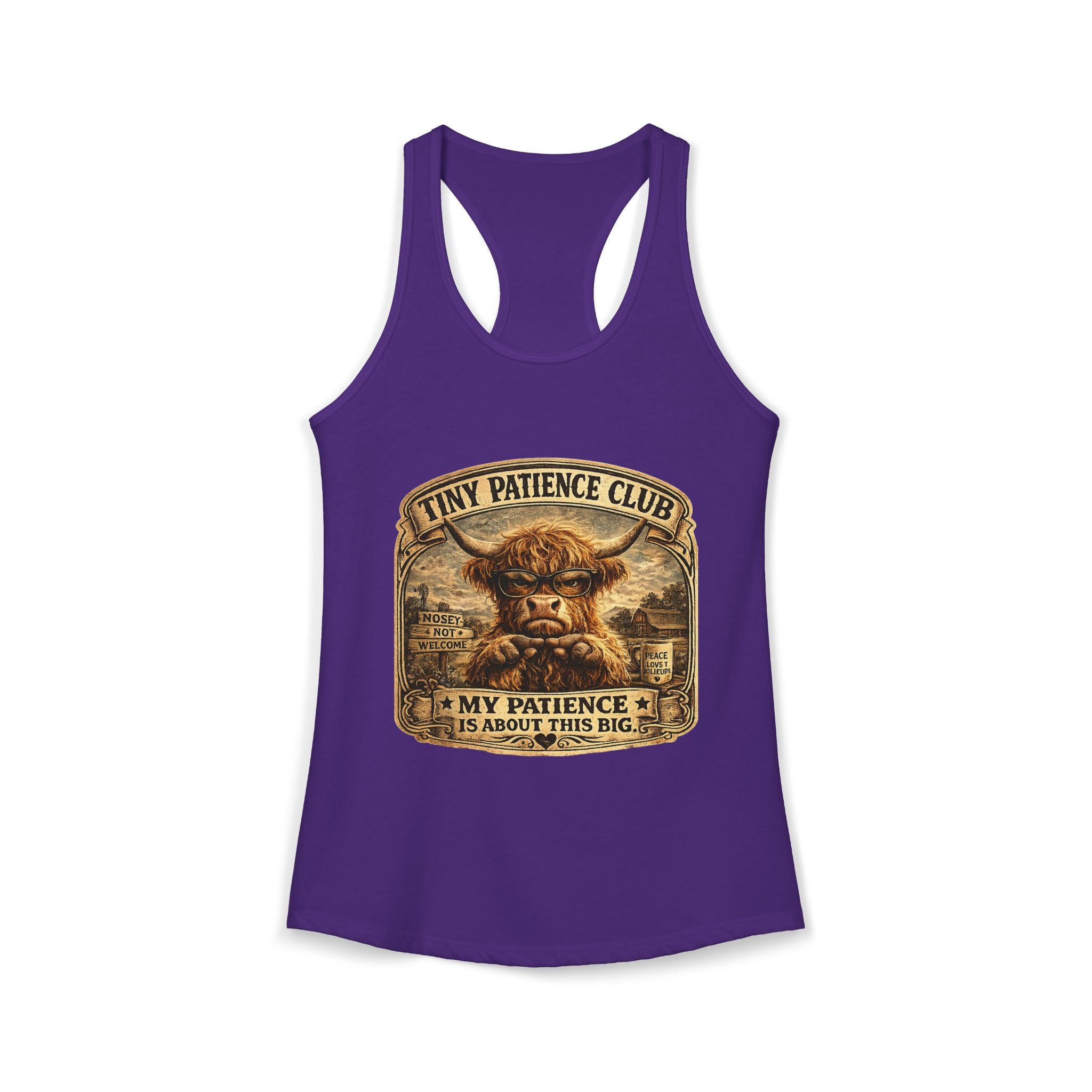 Tiny Patience Highland Cow Women's Ideal Racerback Tank