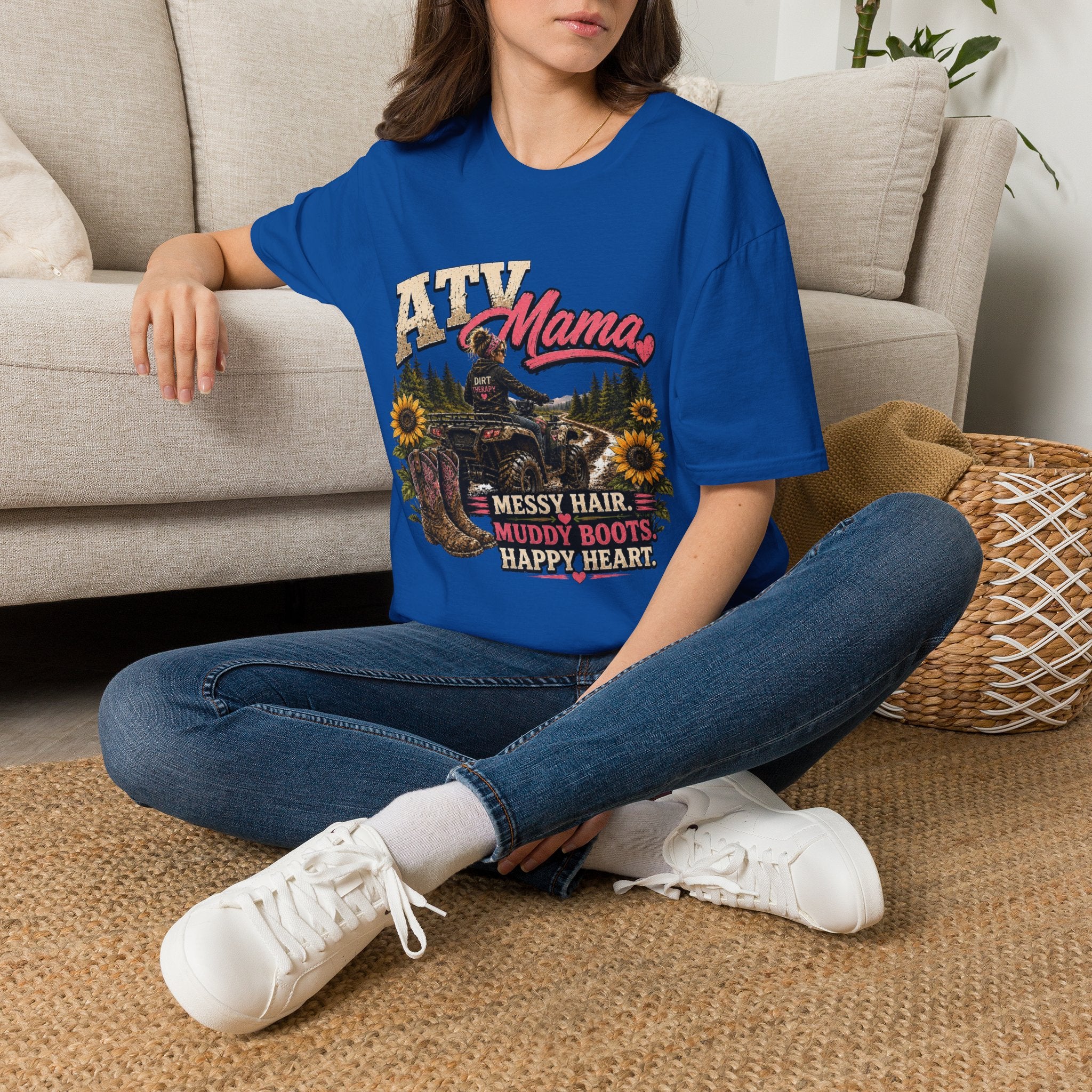 ATV Mama T-Shirt — Messy Hair, Muddy Boots Graphic Tee for Moms