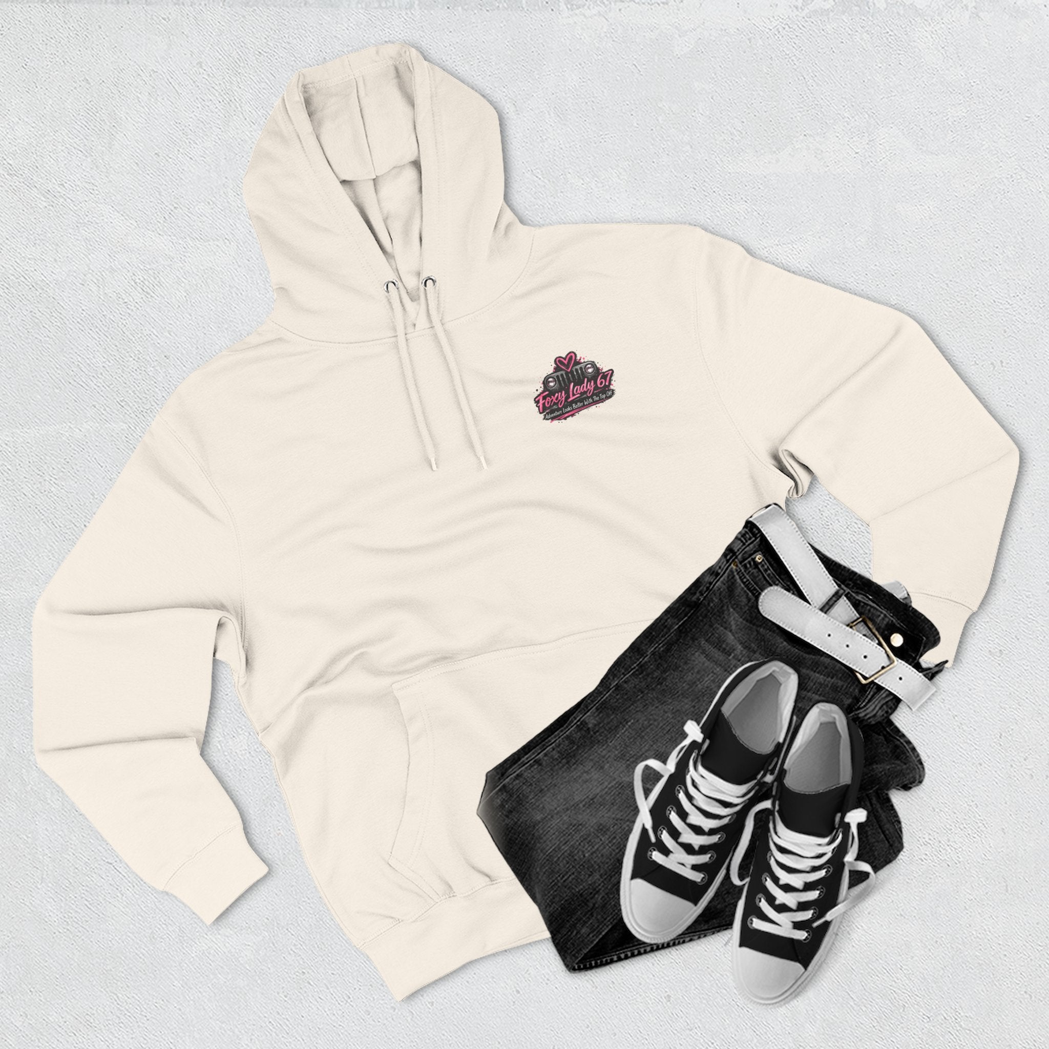 Let's Get Naked Jeep (design on front and back) Three-Panel Fleece Hoodie