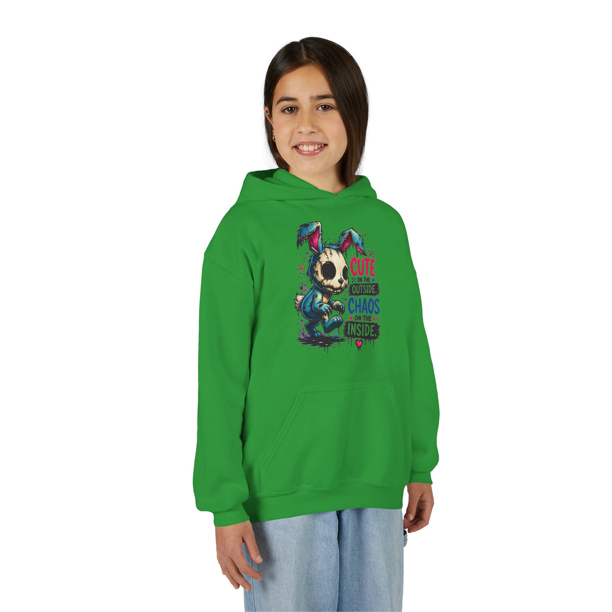 Cute on the Outside Choas on the Inside Youth Heavy Blend Hooded Sweatshirt