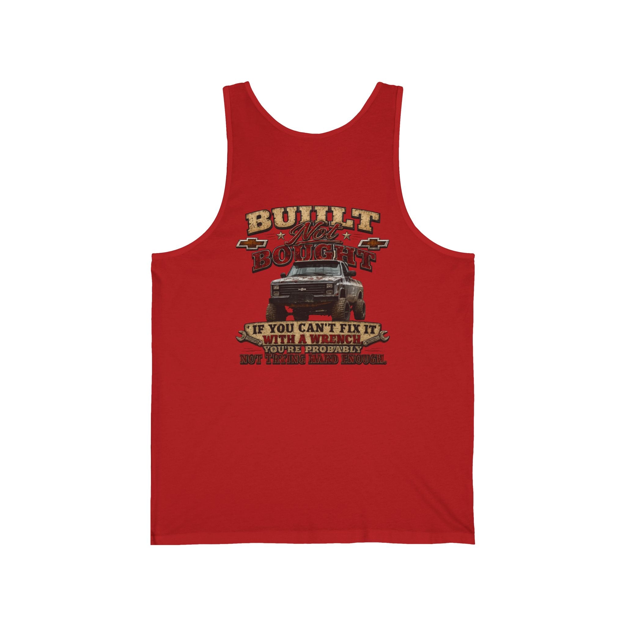 Truck Mechanic Tank Top — "Built Not Bought" Vintage Semi-Truck Graphic
