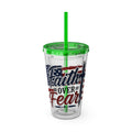 Faith Over Fear Sunsplash Tumbler with Straw, 16oz