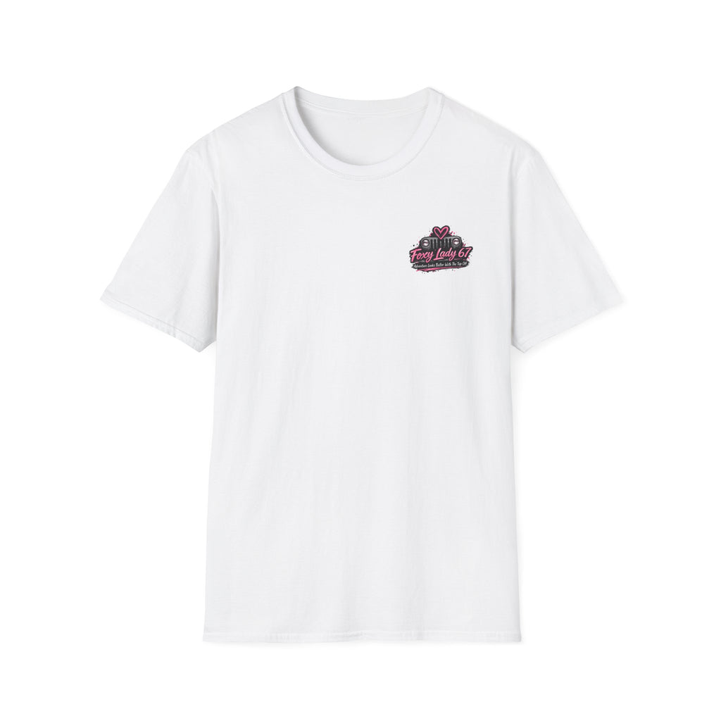 Lets Get Naked Jeep (design on front and back) Softstyle T-Shirt