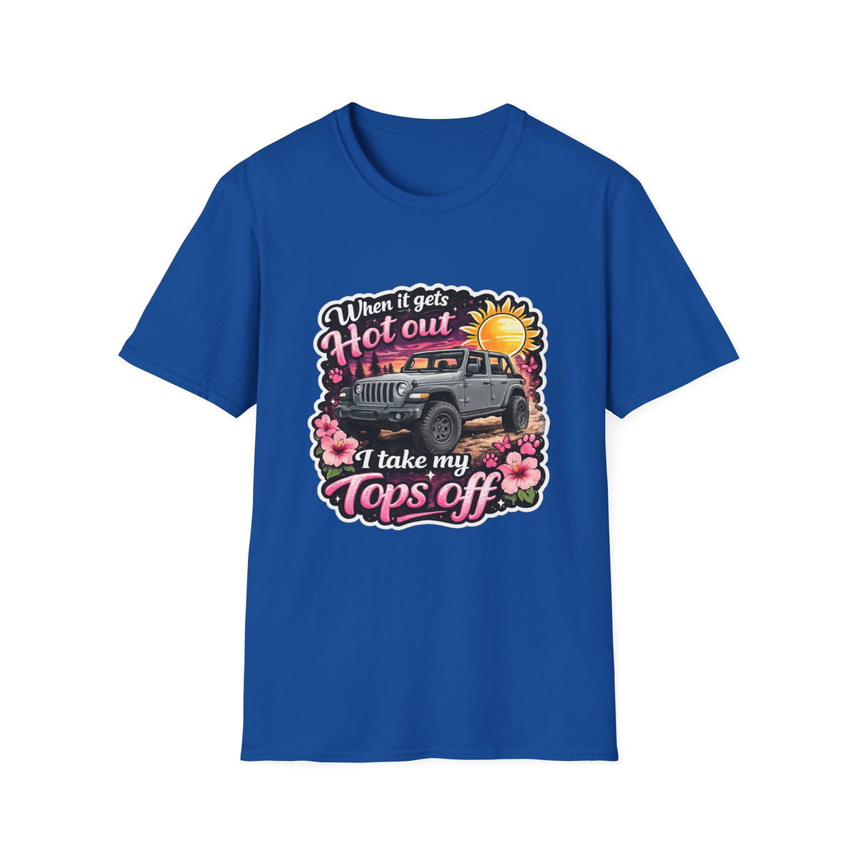 When It Gets Hot Out Jeep (Pink) Unisex Softstyle T-Shirt